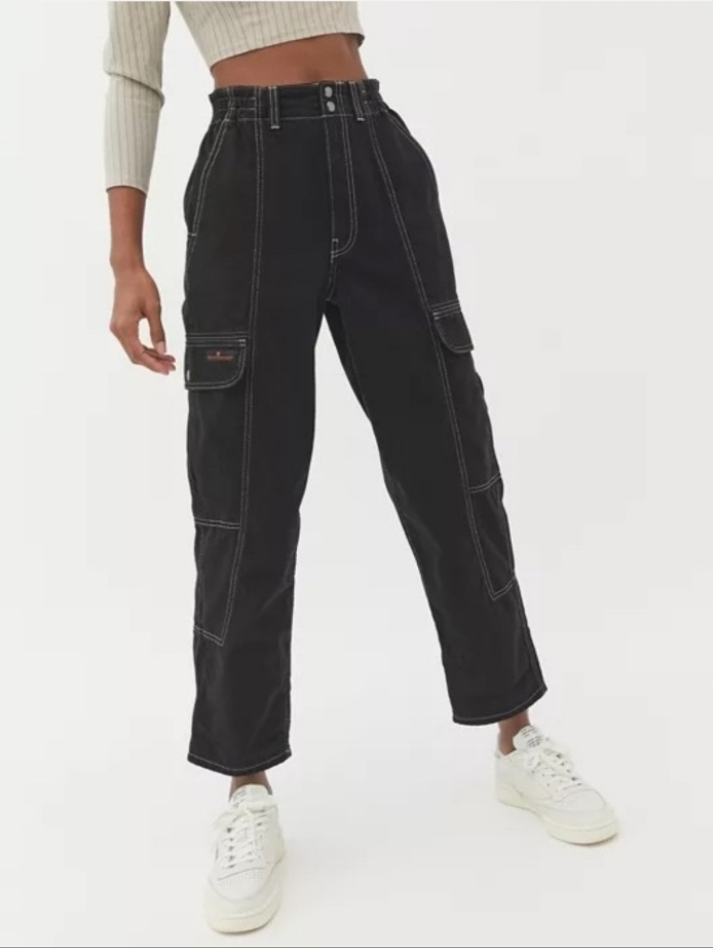 BDG Cargo Jeans Blaine Black with Contrast Stitching High Waist Skater 27